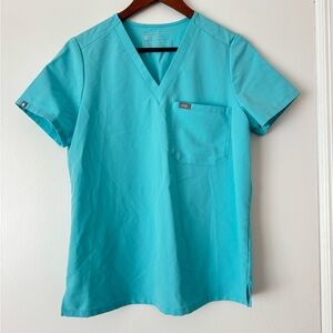 Figs Neon Blue Catarina one- pocket scrub top